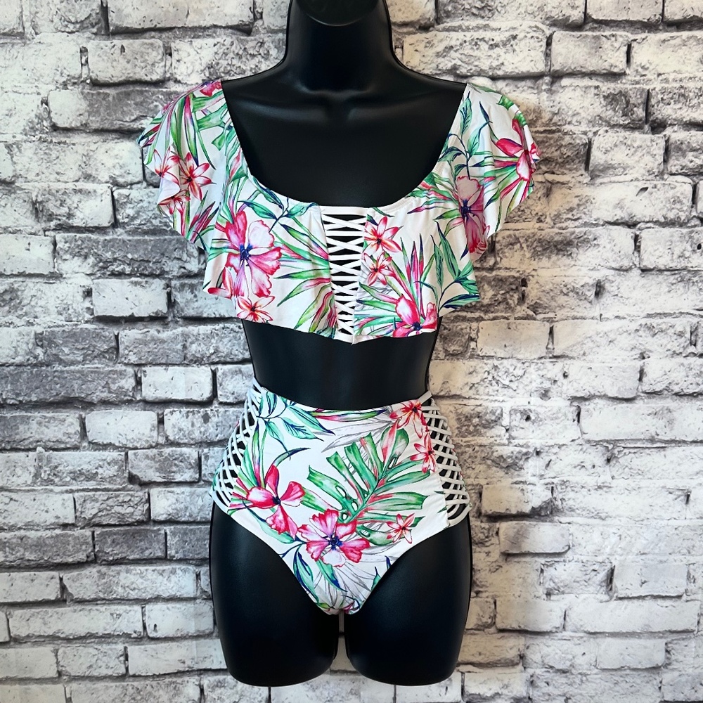 Tinibikini Swimwear Tropical Print Bikini Set Size M